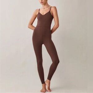 NEW Reformation Emmy Ecostretch Jumpsuit - Chestnut size XS